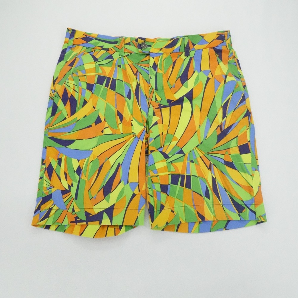 Loudmouth Golf Shorts Mens 36 Multicolor Abstract Geometric Print Casual